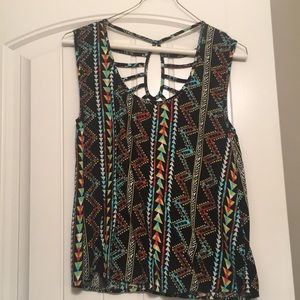 Women’s Small Black Aztec Print Tank Top